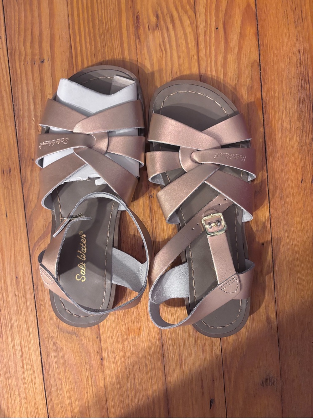 Metallic Rose Gold Women's Sandals with Buckle